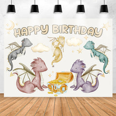 Lofaris Dinosaur Gold Coin Happy Birthday Backdrop For Boys