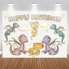 Lofaris Dinosaur Gold Coin Happy Birthday Backdrop For Boys