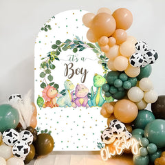 Lofaris Dinosaur Green Dots Baby Shower Boy Party Arch Backdrop