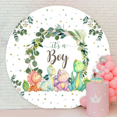 Lofaris Dinosaur Leaves Baby Shower Round Backdrop For Boy