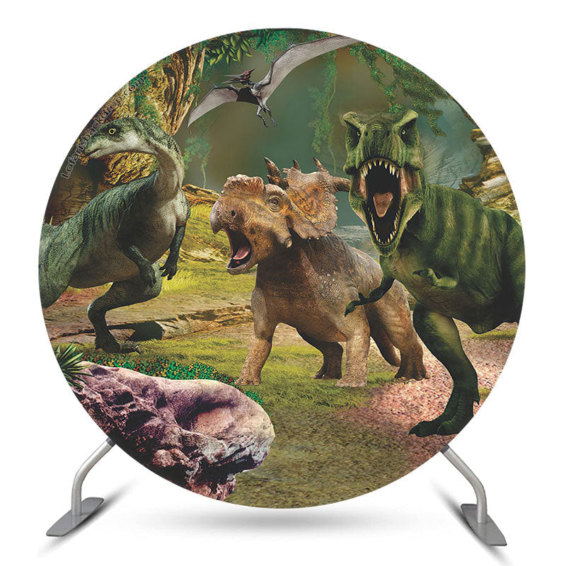Lofaris Dinosaur Park For Boys Round Party Backdrop Cover