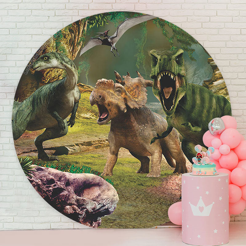Lofaris Dinosaur Park For Boys Round Party Backdrop Cover
