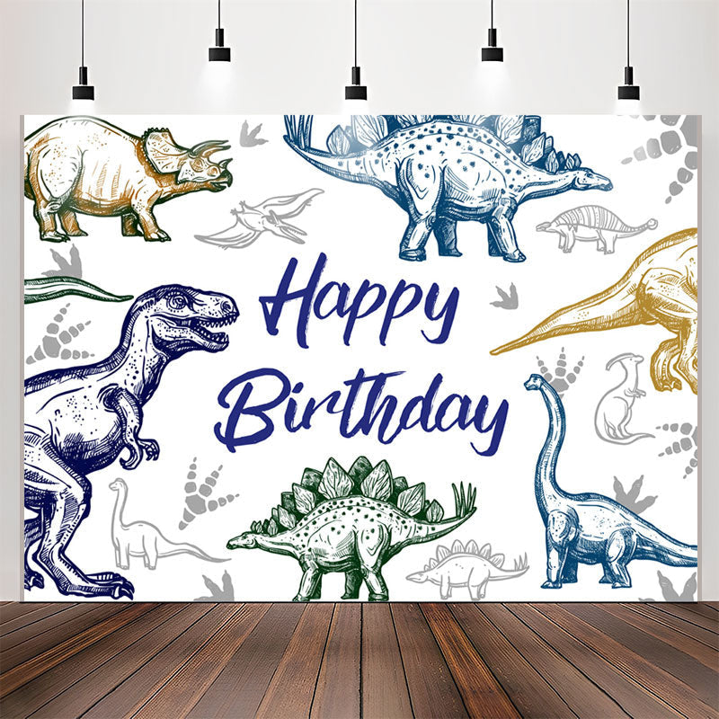 Lofaris Dinosaur Stick Figure Birthday Backdrop For Boy