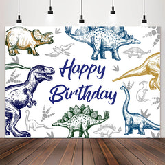 Lofaris Dinosaur Stick Figure Birthday Backdrop For Boy