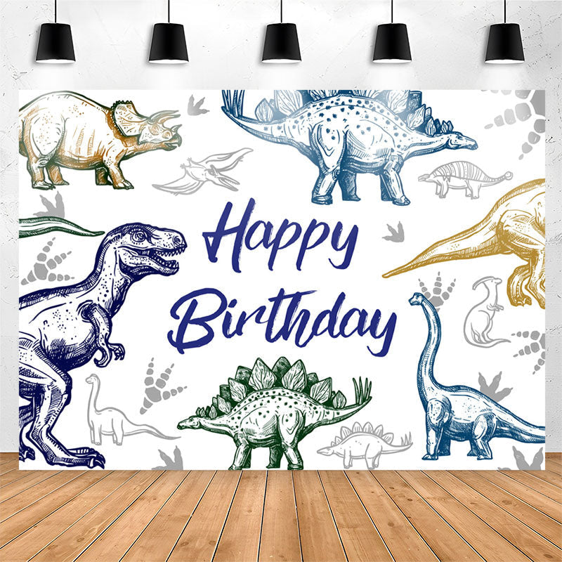Lofaris Dinosaur Stick Figure Birthday Backdrop For Boy