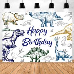 Lofaris Dinosaur Stick Figure Birthday Backdrop For Boy