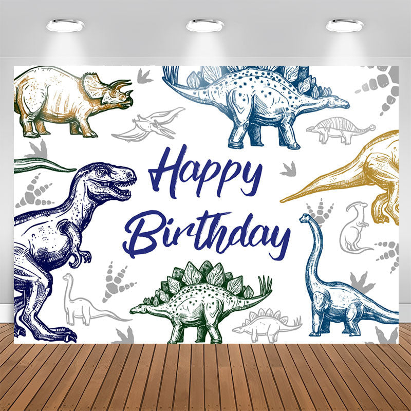 Lofaris Dinosaur Stick Figure Birthday Backdrop For Boy