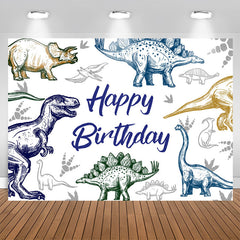 Lofaris Dinosaur Stick Figure Birthday Backdrop For Boy