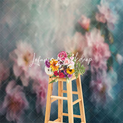 Lofaris Dirty Blue Abstract Pink Flower Fine Art Backdrop