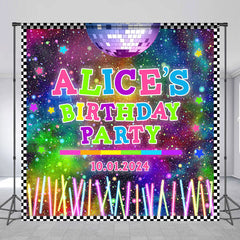 Lofaris Disco Ball Glow Sticks Custom Birthday Backdrop
