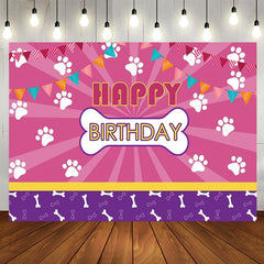 Lofaris Dog Paws Bones Pink Shining Purple Birthday Backdrop