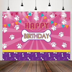 Lofaris Dog Paws Bones Pink Shining Purple Birthday Backdrop