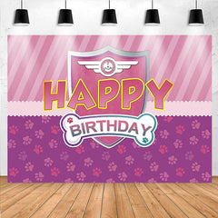 Lofaris Dog Paws Pink Purple Shield Girl Birthdat Backdrop