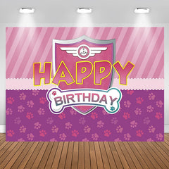 Lofaris Dog Paws Pink Purple Shield Girl Birthdat Backdrop