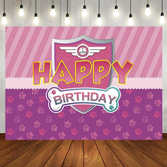 Lofaris Dog Paws Pink Purple Shield Girl Birthdat Backdrop
