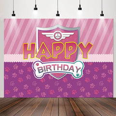Lofaris Dog Paws Pink Purple Shield Girl Birthdat Backdrop