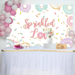 Lofaris Donuts Dots Sprinkled with Love Birthday Backdrop