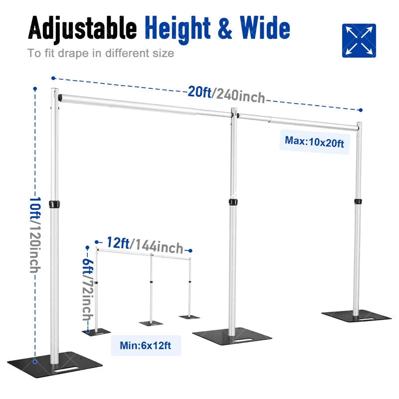 Lofaris Double Crossbar Adjustable Pipe Drape Backdrop Stand for Event