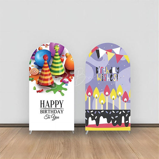 Lofaris Double Sided Birthday Wishes Cake Cap Arch Bakcdrop