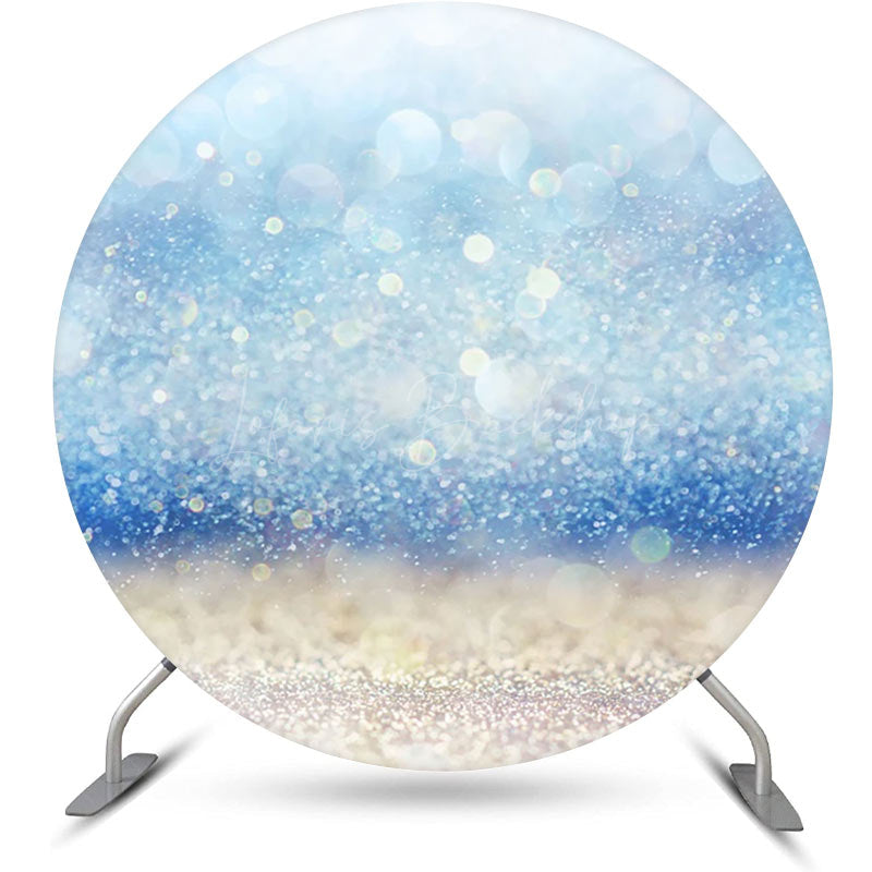 Lofaris Dreamlike Blue Glitter Bokeh Round Birthday Backdrop