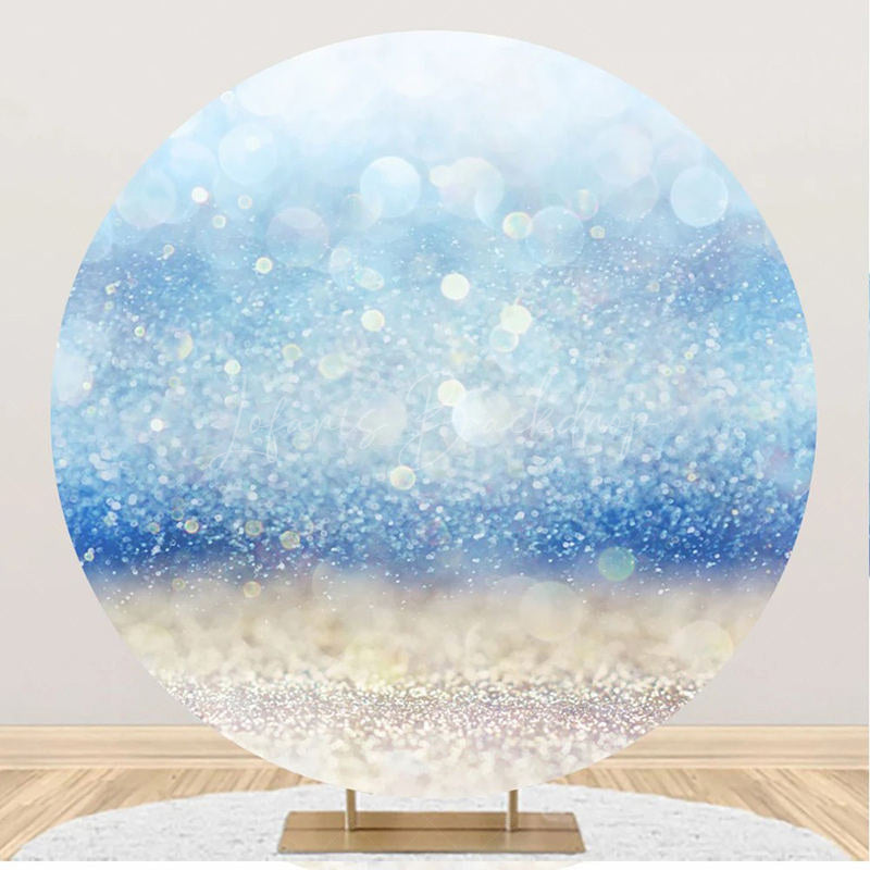 Lofaris Dreamlike Blue Glitter Bokeh Round Birthday Backdrop