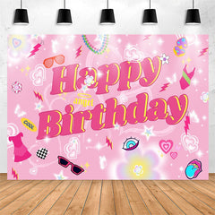 Lofaris Dreamlike Heart Pink Birthday Backdrop For Girl