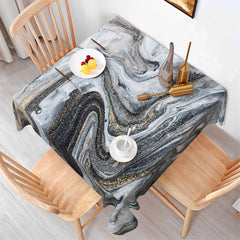 Lofaris Dreamy Black Marble Texture Shiny Square Tablecloth