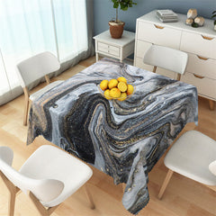 Lofaris Dreamy Black Marble Texture Shiny Square Tablecloth