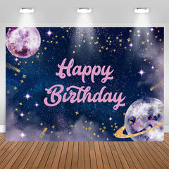 Lofaris Dreamy Planet Starry Purple Happy Birthday Backdrop