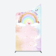 Lofaris Dreamy Rainbow Clouds Butterfly Birthday Arch Backdrop