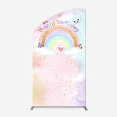 Lofaris Dreamy Rainbow Clouds Butterfly Birthday Arch Backdrop