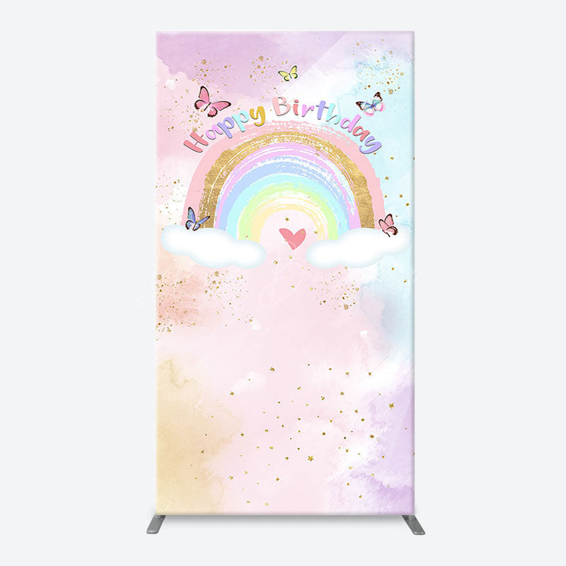 Lofaris Dreamy Rainbow Clouds Butterfly Birthday Arch Backdrop
