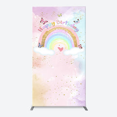 Lofaris Dreamy Rainbow Clouds Butterfly Birthday Arch Backdrop