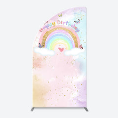 Lofaris Dreamy Rainbow Clouds Butterfly Birthday Arch Backdrop