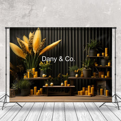 Lofaris Dried Flowers Candle Black Wall Photography Backdrop