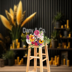 Lofaris Dried Flowers Candle Black Wall Photography Backdrop