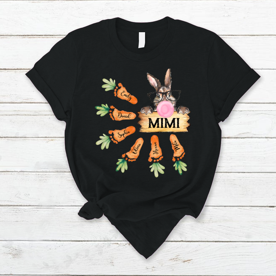 Lofaris Easter Bunny Grandma And Carrot Kids T-Shirt