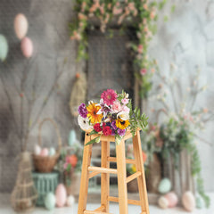 Lofaris Easter Eggs On Tree Wood Grain Door Photo Backdrop