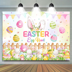 Lofaris Egg Hunt Rabbit Plants Wooden Fence Easter Backdrop
