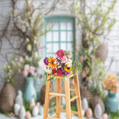 Lofaris Egg Window Green Leaves Easter Backdrop For Photo