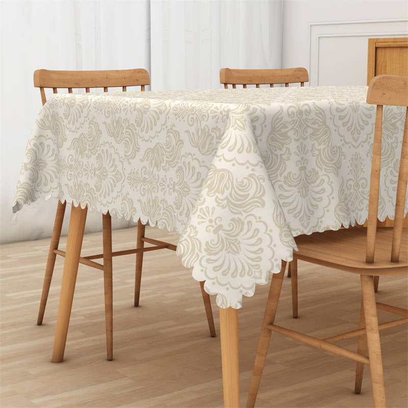 Lofaris Elegant Beige Retro Pattern Rectangle Tablecloth