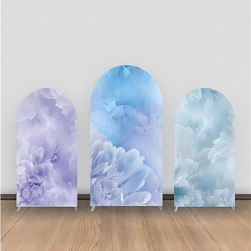 Lofaris Elegant Blurry Purple Blue Floral Arch Backdrop Kit