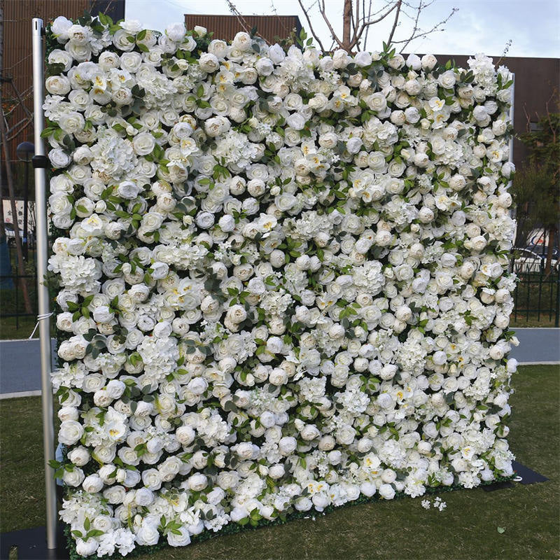 Lofaris Elegant Faux White Floral Bridal Shower Backdrop
