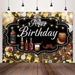 Lofaris Elegant Fine Wines Wood Happy Birthday Backdrop For Men