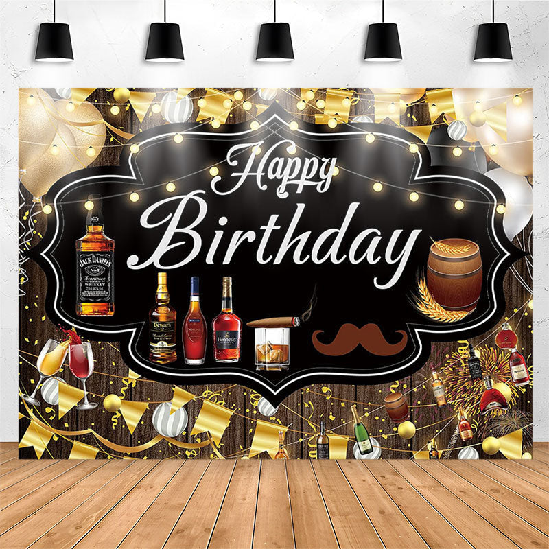 Lofaris Elegant Fine Wines Wood Happy Birthday Backdrop For Men