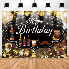 Lofaris Elegant Fine Wines Wood Happy Birthday Backdrop For Men