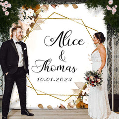 Lofaris Elegant Floral Leaves Mr And Mrs Autumn Wedding Backdrop