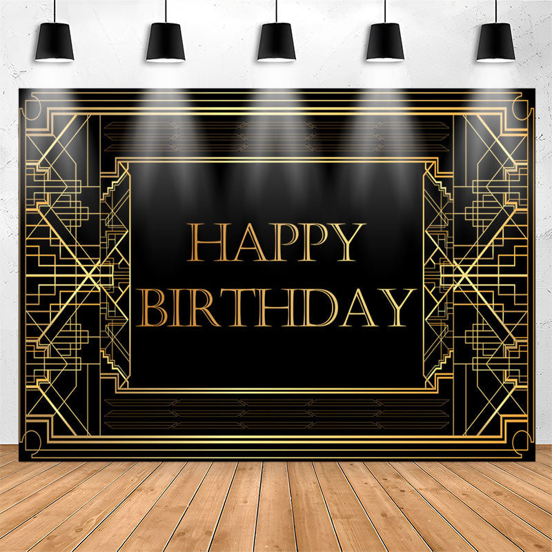 Lofaris Elegant Gold Geometric Lines Birthday Backdrop For Men