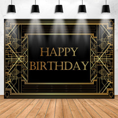 Lofaris Elegant Gold Geometric Lines Birthday Backdrop For Men