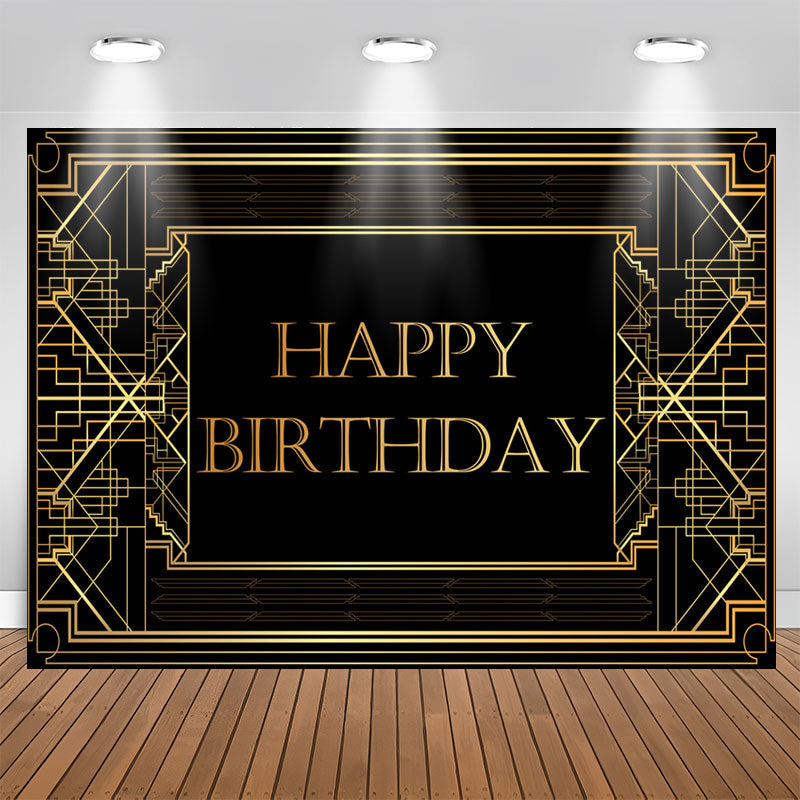 Lofaris Elegant Gold Geometric Lines Birthday Backdrop For Men